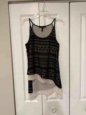 BCBGMaxAzria Black and Cream Layered Sheer Tank Top